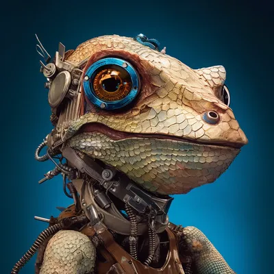 portrait of a robot lizard Diligent, Detail-oriented, Persistent, Problem-solver, Collaborative, Methodical, Adaptive, F
