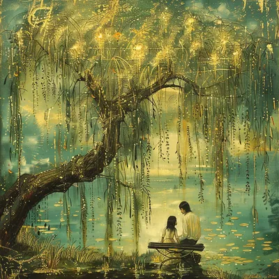 The willow tree is not crying from sorrow, it is weeping from the joy of sharing