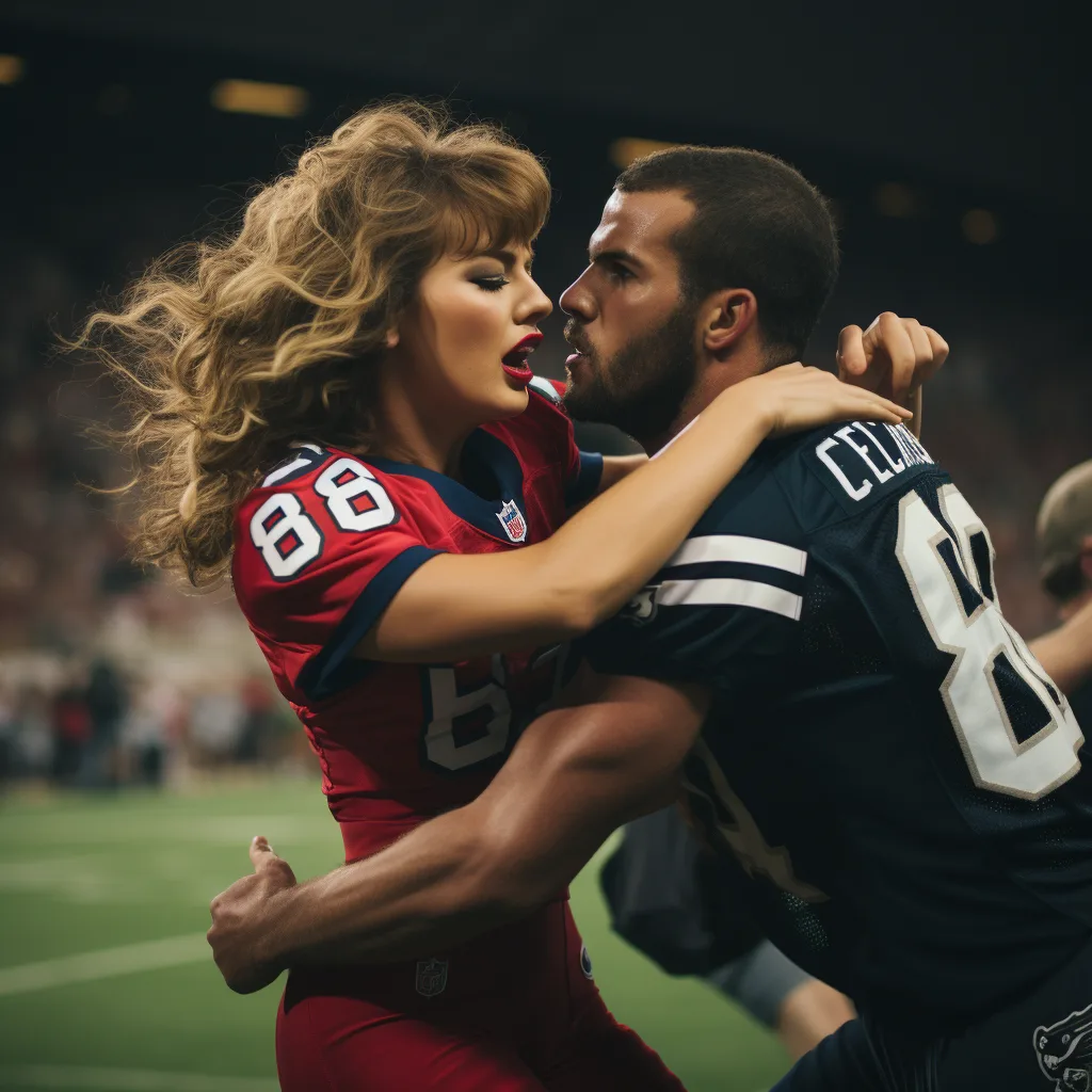 Taylor Swift tackling american football player during game --s 250