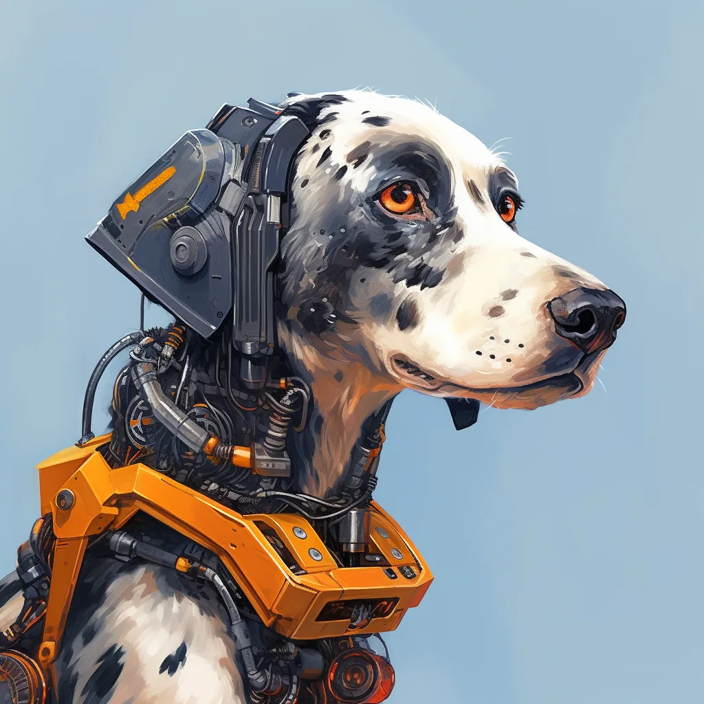 portrait of a robot dog Diligent, Detail-oriented, Persistent, Problem-solver, Collaborative, Methodical, Adaptive, Focu