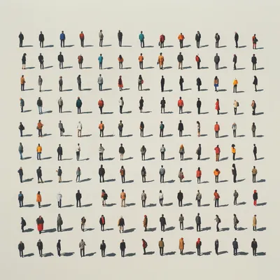 a grid of people standing in isolation