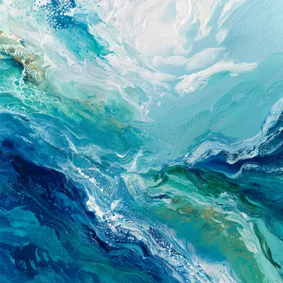 Airy abstract flowing currents of Pacific navy (#142139), Mint (#F5FCF9), Oatmilk (#F9F2E9), bright Atlantic blues (#C2E