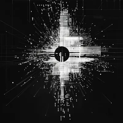 Monochrome ASCII art in black and white, portraying the concept of static data as a single, unchanging state and dynamic