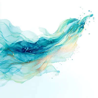 Minimal abstract composition on pure white background a soft, ethereal central form made of flowing luminous particles i