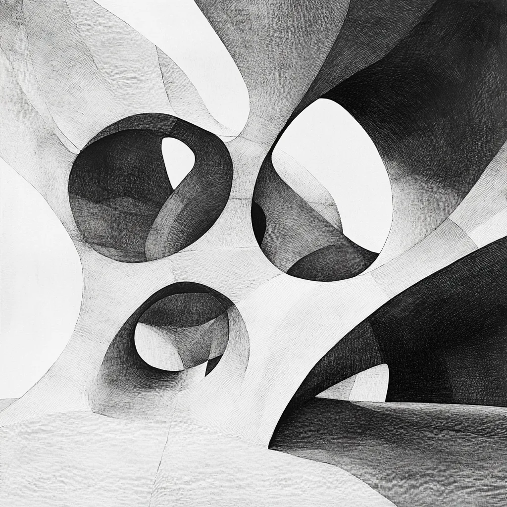 MC Esher style, isolated with object in the center, organic, abstract opportunity, Architecture drawing, black and white