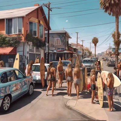 surf, party, venice california, photo, ultra realistic --upbeta