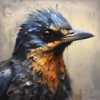 https://s.mj.run/j9HzVwgBKcU, portrait of a bird that is Neglected, risky, confusing, chaotic, insecure, outdated, ineff