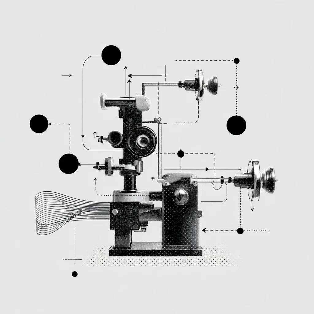flat vector process diagram of a pasta extruder, black and white, arrows connecting steps, thin linework, simple backgro
