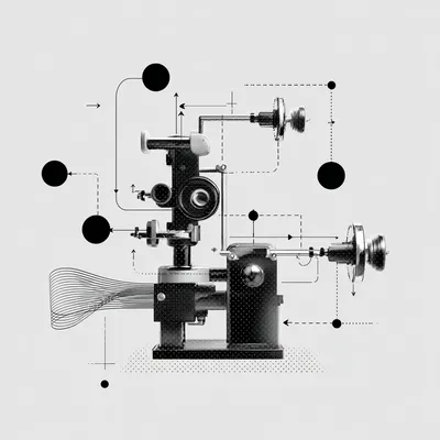 flat vector process diagram of a pasta extruder, black and white, arrows connecting steps, thin linework, simple backgro