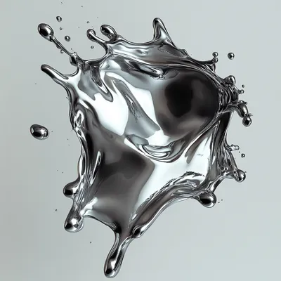 blob of liquid silver in isolation