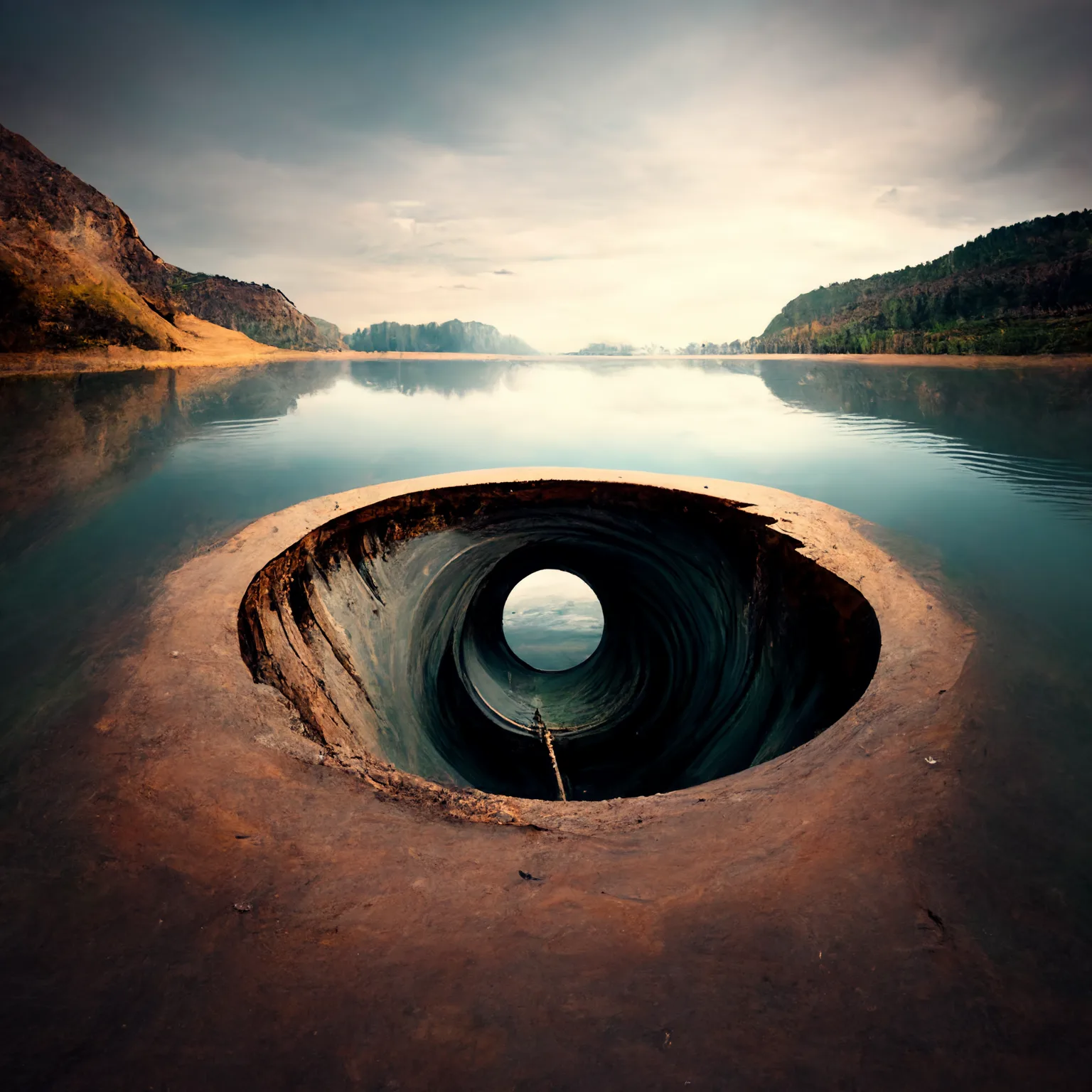 giant drain in a lake --upbeta