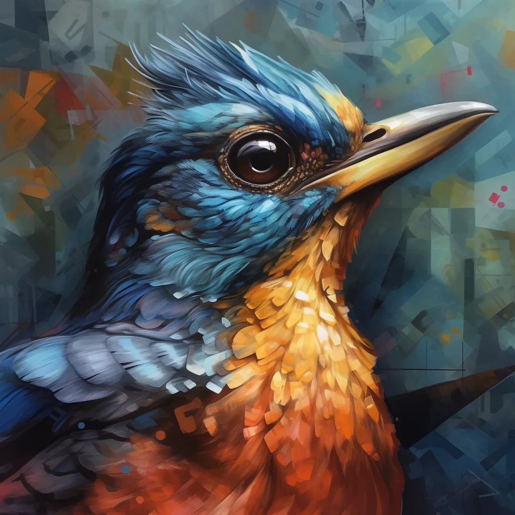 https://s.mj.run/j9HzVwgBKcU, portrait of a bird that is detail-oriented, Hyper-Meticulous, collaborative, persistent, p