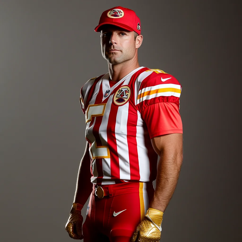 Imagine a Kansas City Chiefs referee uniform as a satirical take. Instead of the traditional black-and-white striped shi