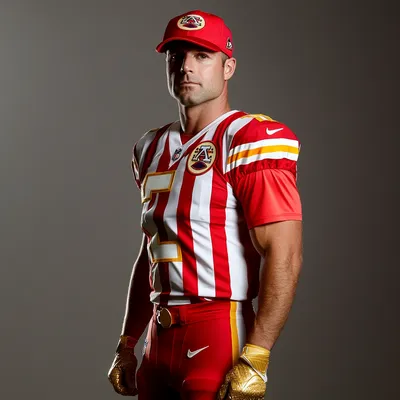 Imagine a Kansas City Chiefs referee uniform as a satirical take. Instead of the traditional black-and-white striped shi