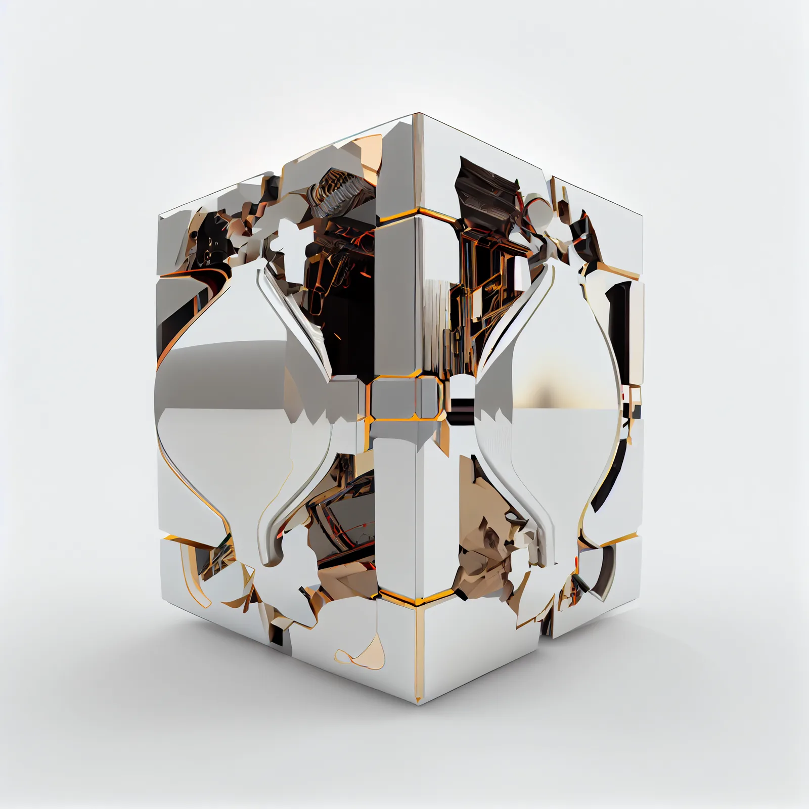 digital futurism, mirror, cube, 3d render, white background, cyber punk --upbeta
