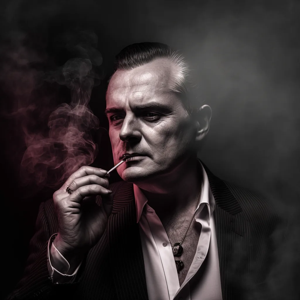 https://s.mj.run/4vK5mkcB_tw very old mafia boss, smoking, black and white photo, evil, --v 4