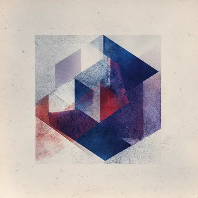 Abstract Russian Constructivist-inspired composition, isolated geometric object with translucent layers and angular form
