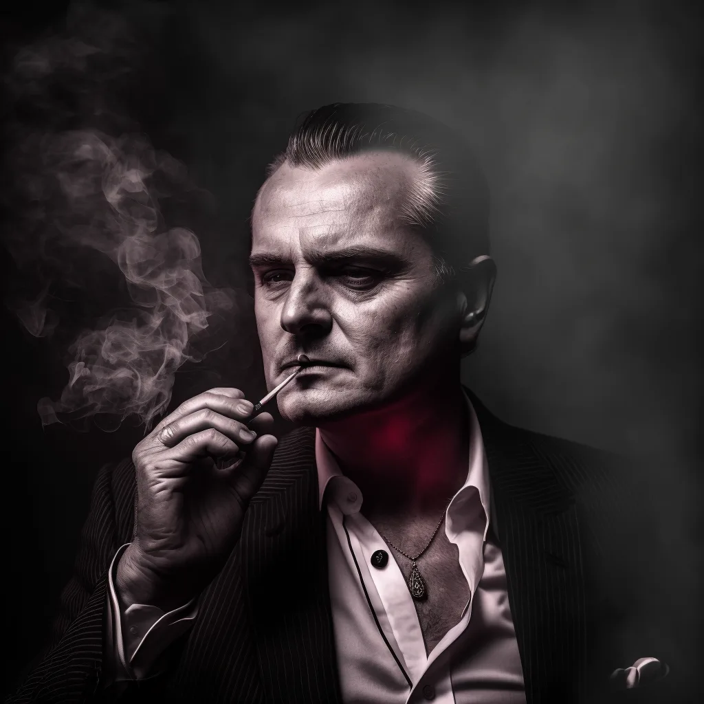 https://s.mj.run/4vK5mkcB_tw very old mafia boss, smoking, black and white photo, evil, --v 4