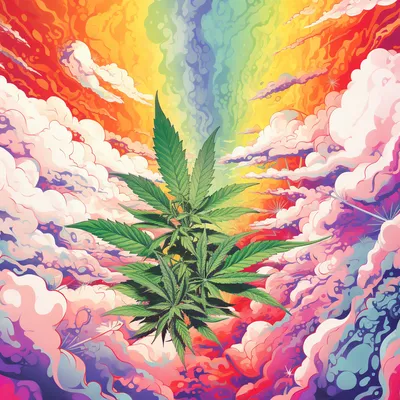 psychedelic cannabis, flying through white space --upbeta