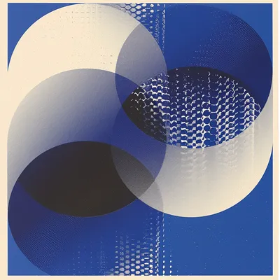 2-color abstract mid-century modern design, bright cobalt blue and light warm gray, strong diagonal geometry with halfto