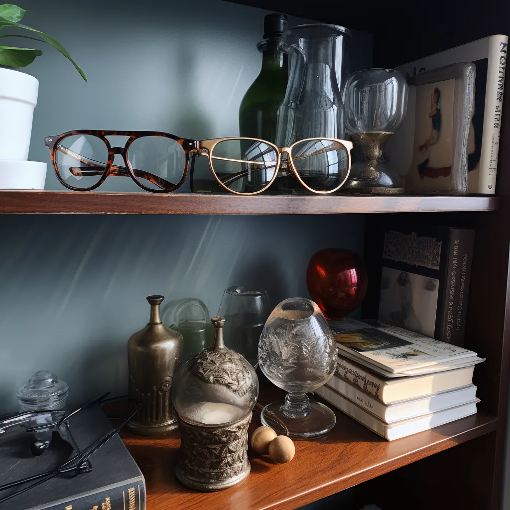 a few Interesting object on an office shelf --upbeta --v 5