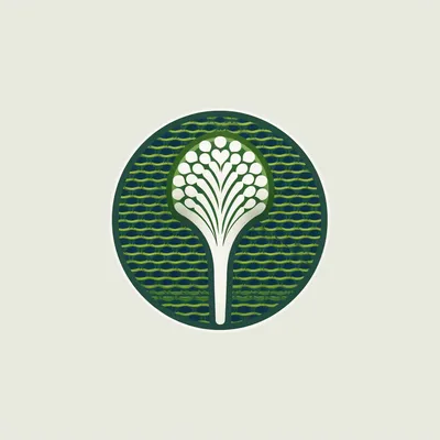 logo, simple shapes, green golf tee, guilloche pattern --upbeta