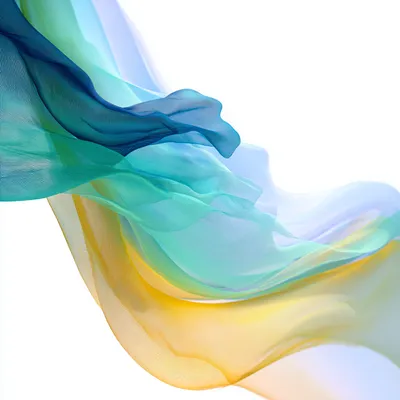 Minimal abstract composition on pure white background a soft, ethereal central form of flowing color inspired by ocean c