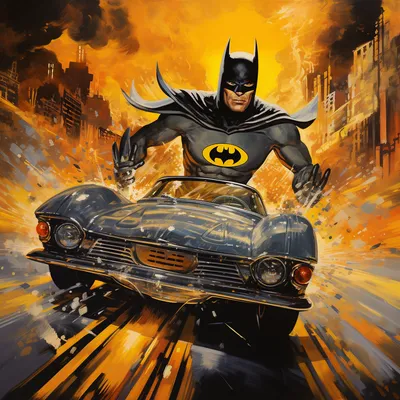 Midjourney: A Batmobile Adventure, Adam West Batman --upbeta