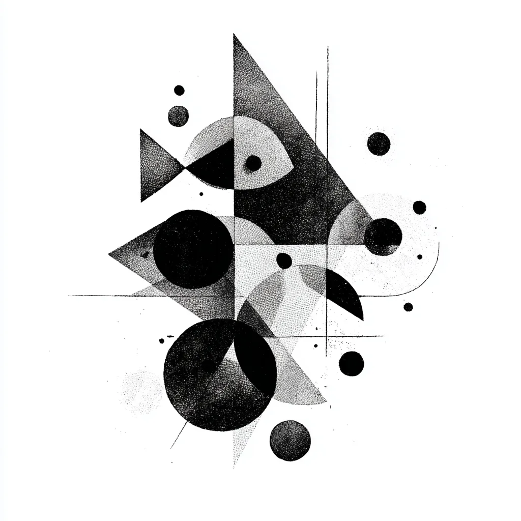 abstract andrew calder, few shapes, minimal, minimalist black and white editorial illustration, high-contrast ink drawin
