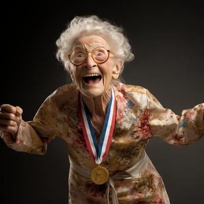granny winning gold medal --upbeta