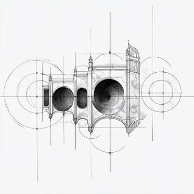 https://s.mj.run/HWS9Vh-5Tmk architecture drawing, elaborate, nebula, lines, simple shapes, complex