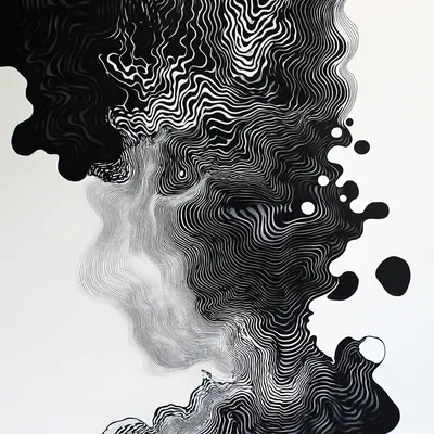 black and white, abstract art, dense data patterns, liquid, colorful, simple shapes
