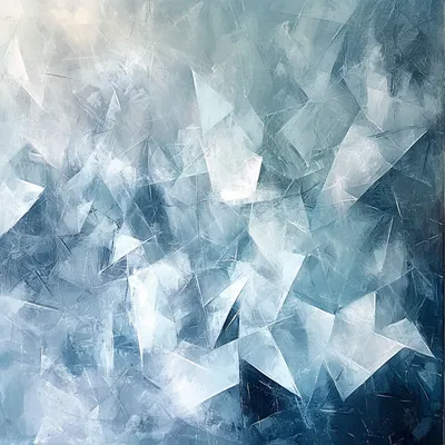 Abstract patterns of icy blues, frosted whites, and soft teal hues, with sparkling particles that mimic the cold, glimme