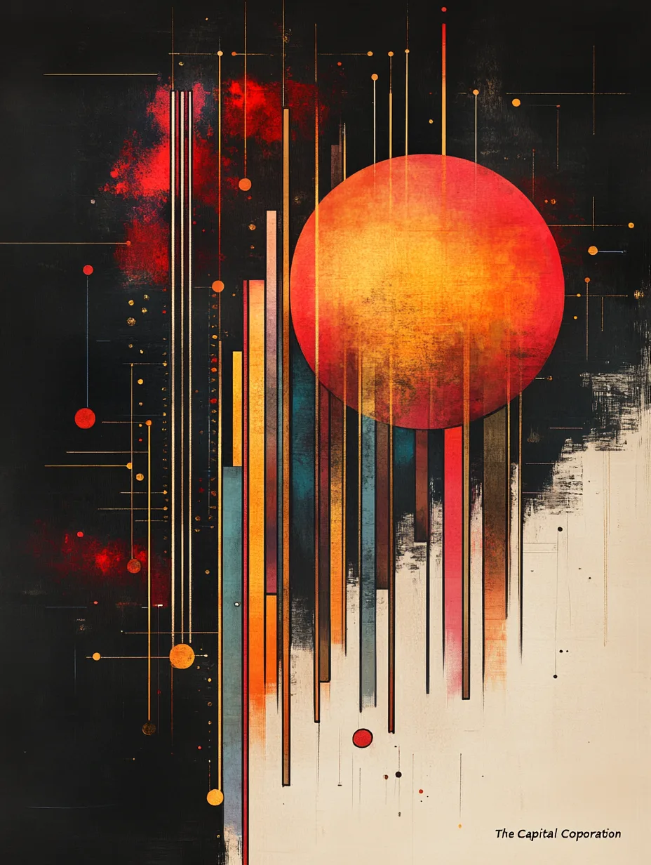 Annual report cover for "The Capital Corporation" in the style of Erik Nitsche's 1950s General Dynamics reports. Mid-cen