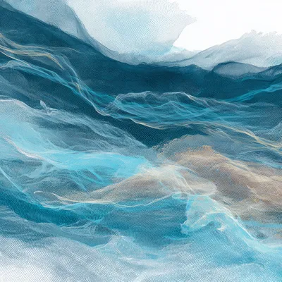 Ethereal airy abstract flowing currents of Pacific navy (#142139), Mint (#F5FCF9), Oatmilk (#F9F2E9), bright Atlantic bl
