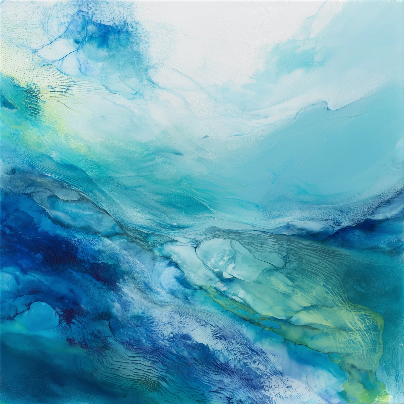 Ethereal airy abstract flowing currents of Pacific navy (#142139), Mint (#F5FCF9), Oatmilk (#F9F2E9), bright Atlantic bl