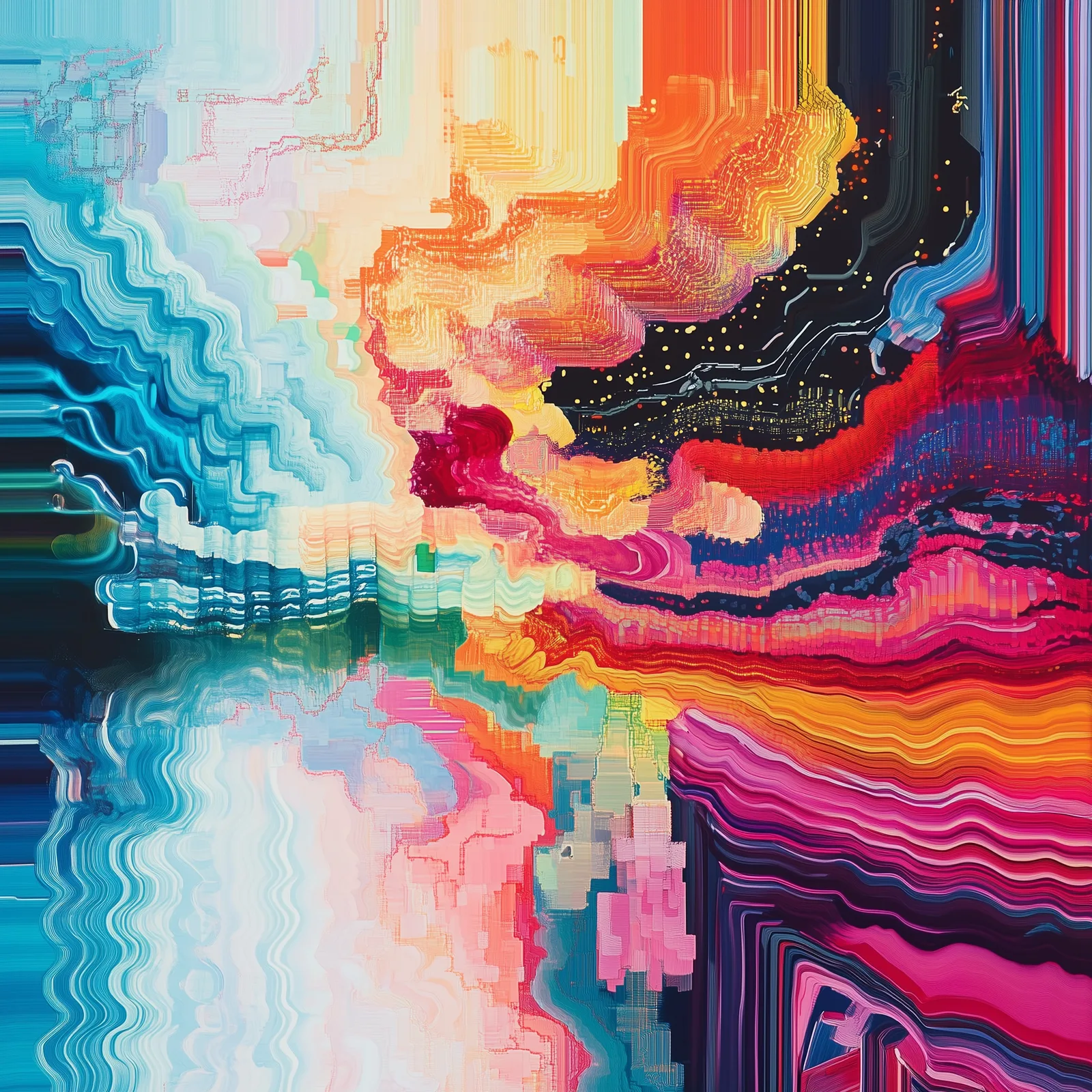 abstract art, dense data patterns, colorful