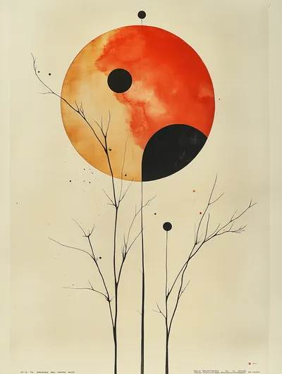 Annual report cover, The Capital Corporation, 1959. Alexander Calder-inspired abstract mobile composition. Thin spidery