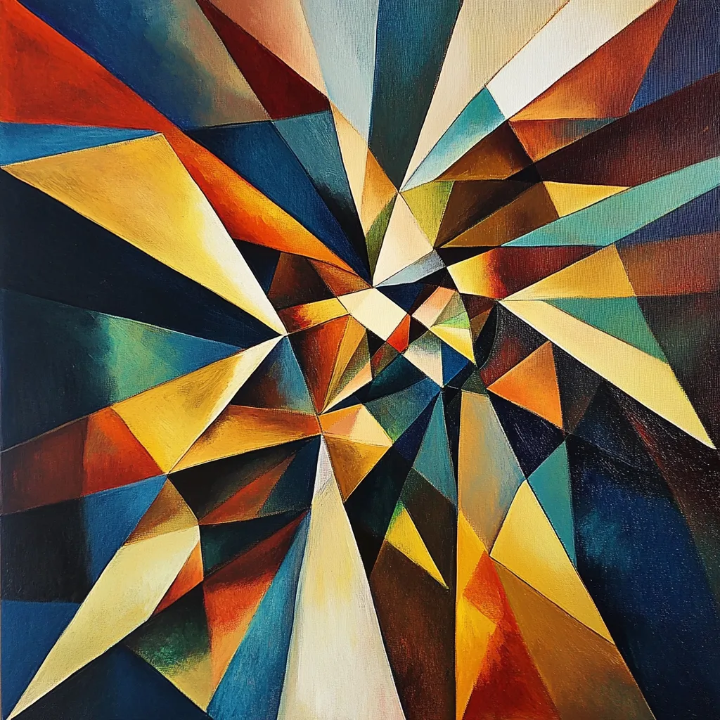dense, perspective, organic, abstract, intense energy, triangles, MC Esher style