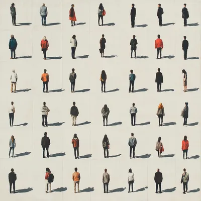 a grid of people standing in isolation