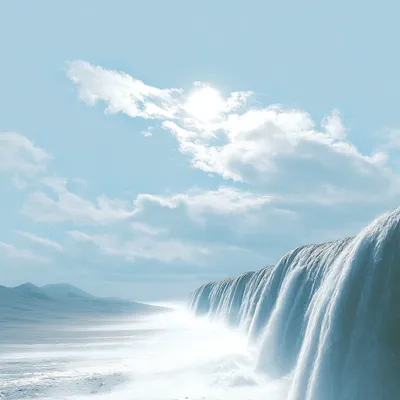 https://s.mj.run/cCyS39l3L50 waterfall, white sky, white water