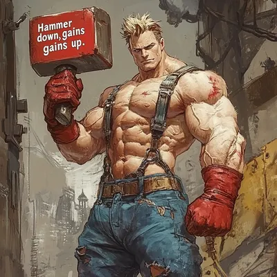 meme, "Hammer down, gains up."