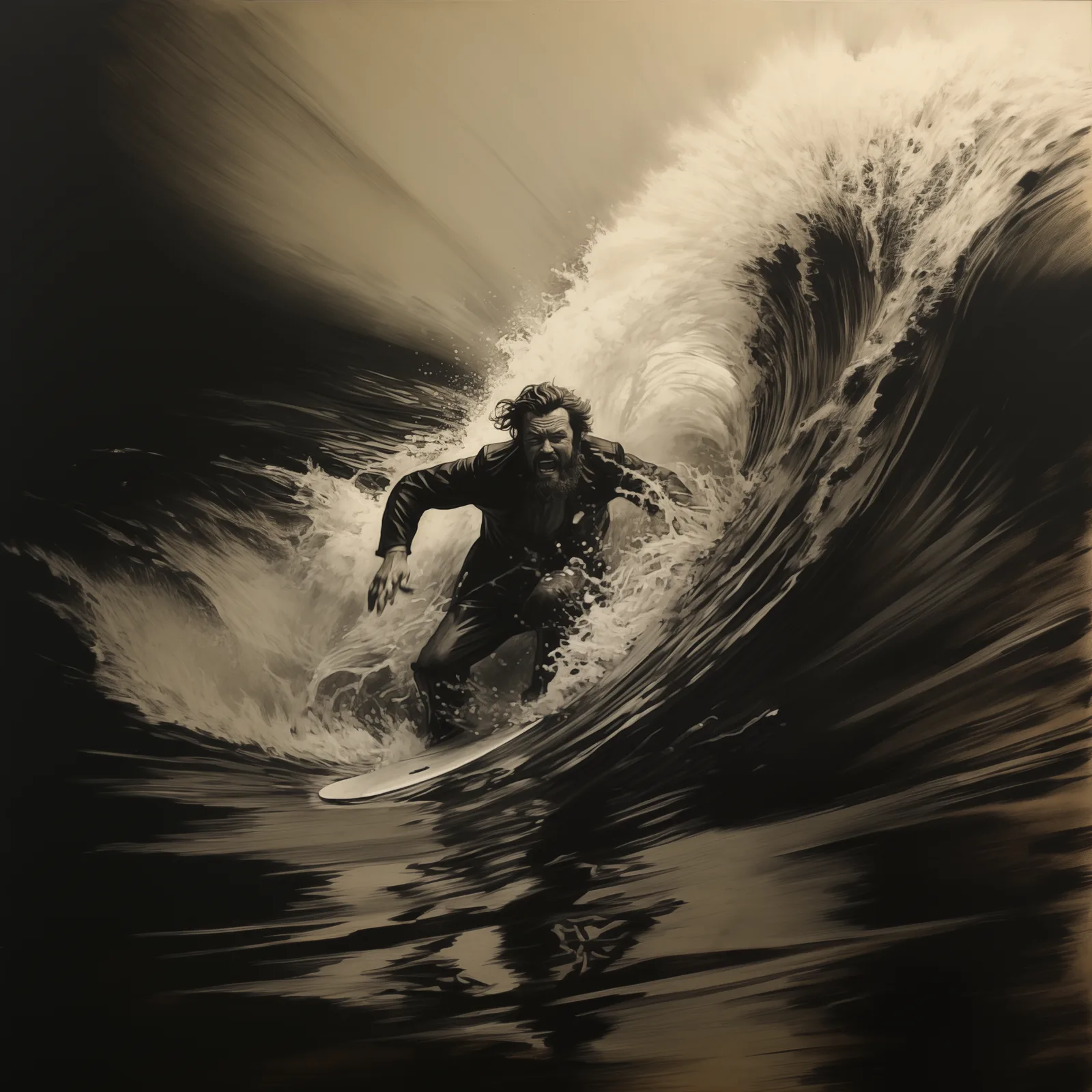 sketch drawing, orsen welles, surfing --s 250