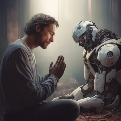a programmer praying to robot jesus so his javascript will work --upbeta