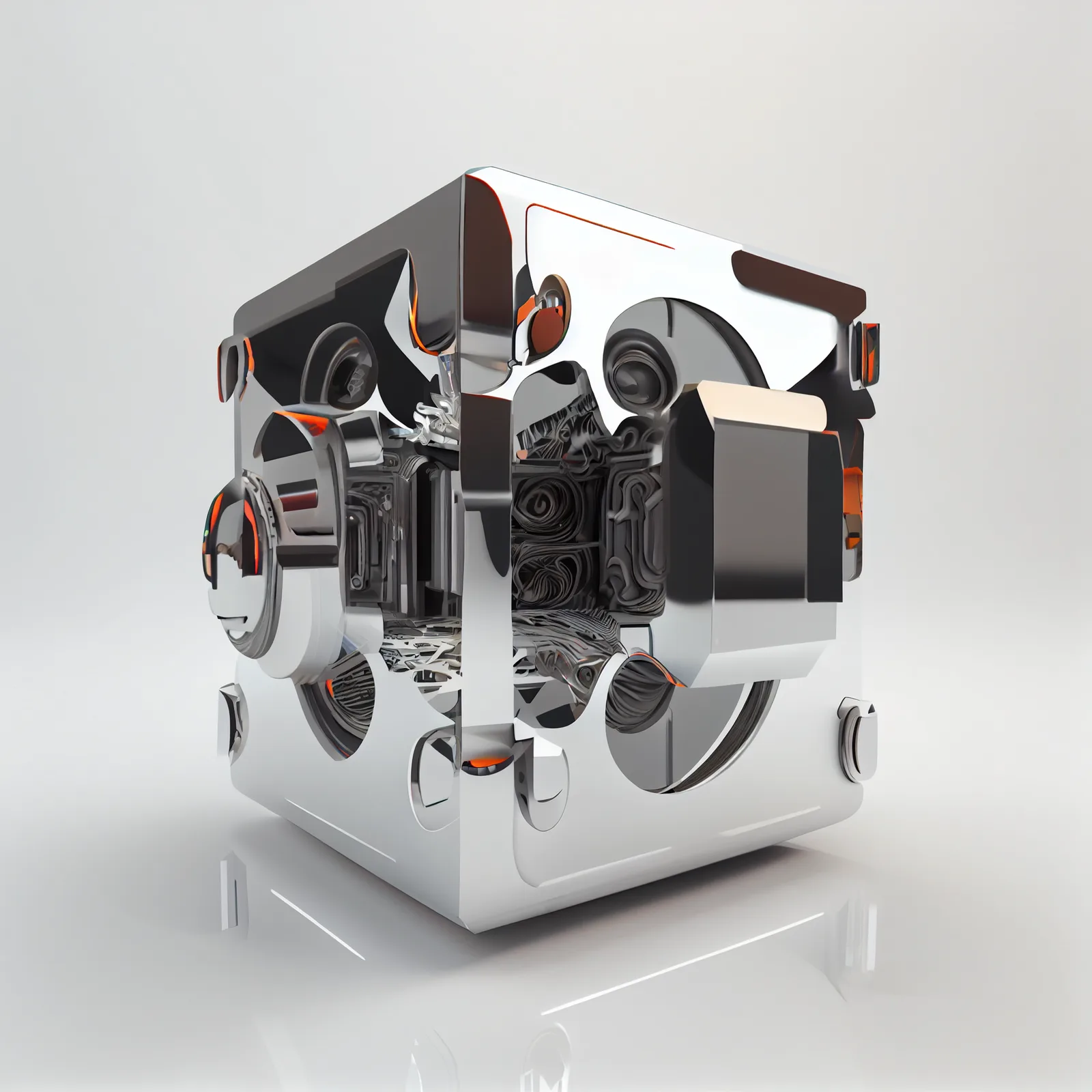 digital futurism, mirror, cube, 3d render, white background, cyber punk --upbeta