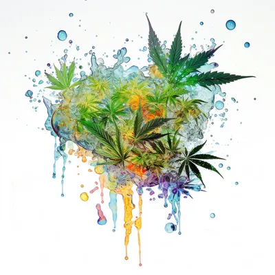 cannabis floating in white space, trippy --upbeta