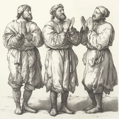 Five figures depicted in a hard-point etching style, standing and clapping enthusiastically in a clean white background.