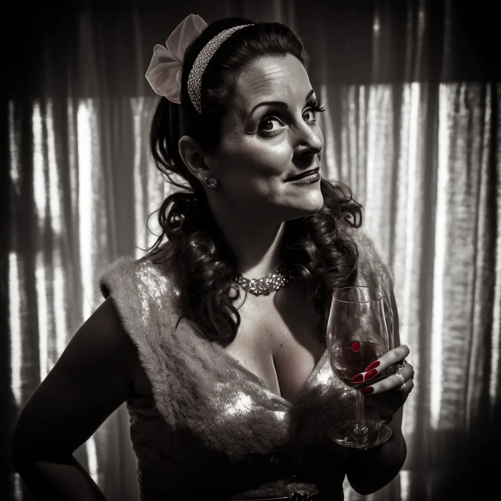 https://s.mj.run/zl2pfsEyqT4 mafia boss wife, drinking martini, black and white photo, evil, --v 4