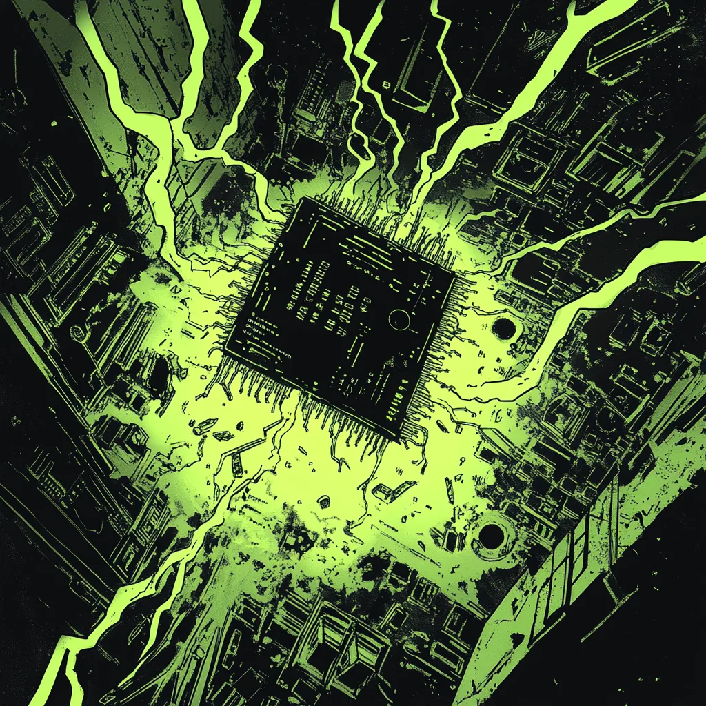 A gritty, high-contrast comic book illustration in the bold, noir-inspired style of Frank Miller. At the center, a massi
