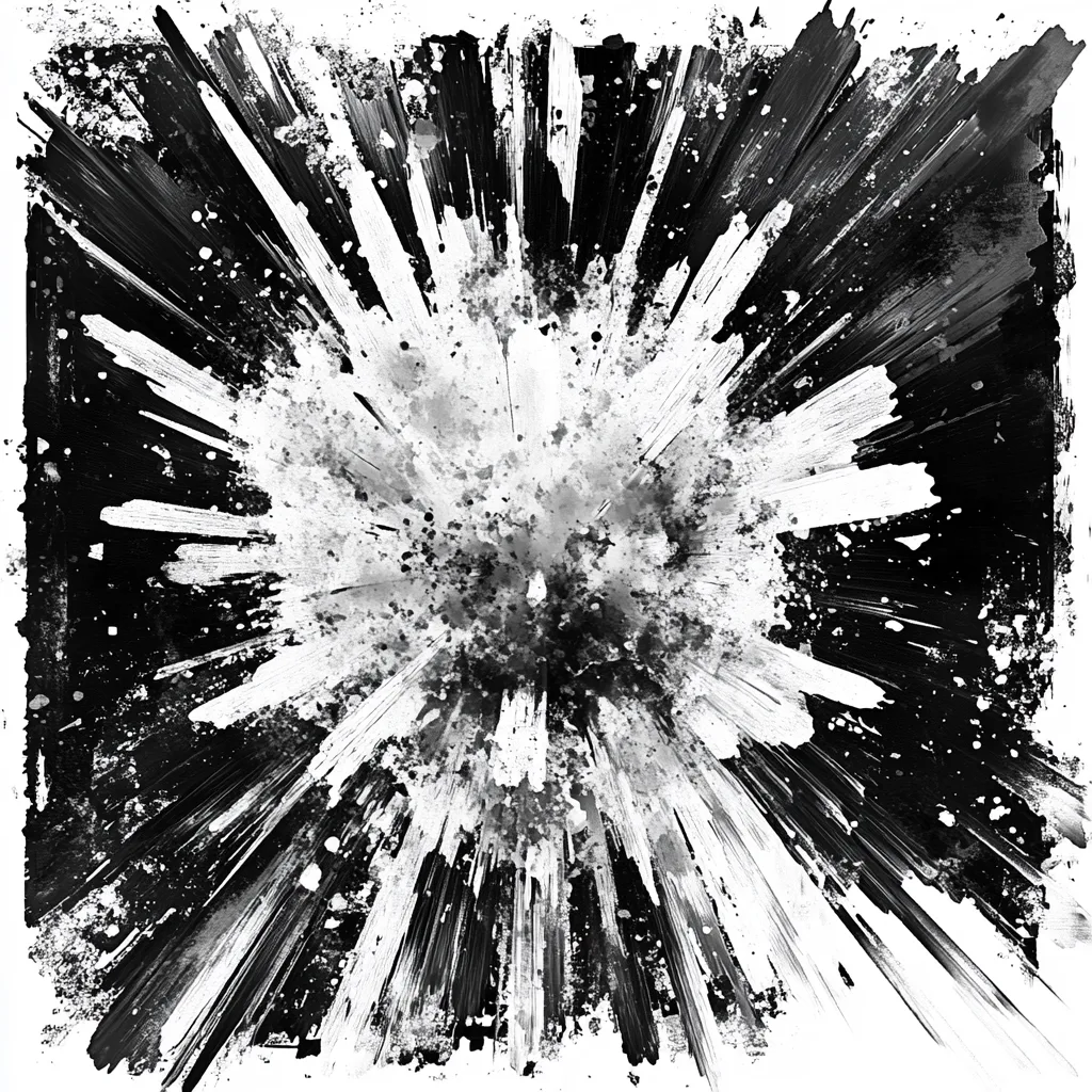 MC Esher style, isolated explosion in the center, organic, abstract, Architecture drawing style, black and white only